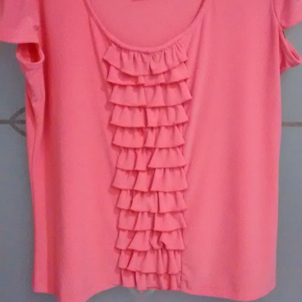 Coral Ruffled Blouse - Picture 2 of 2